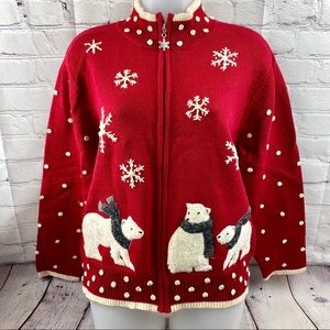 Talbots petite polar bear sweater size L